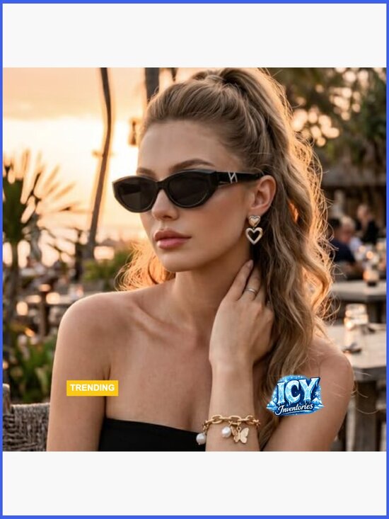 Retro Oval Acetate Cat Eye Sunglasses UV400 Polarized main image 7